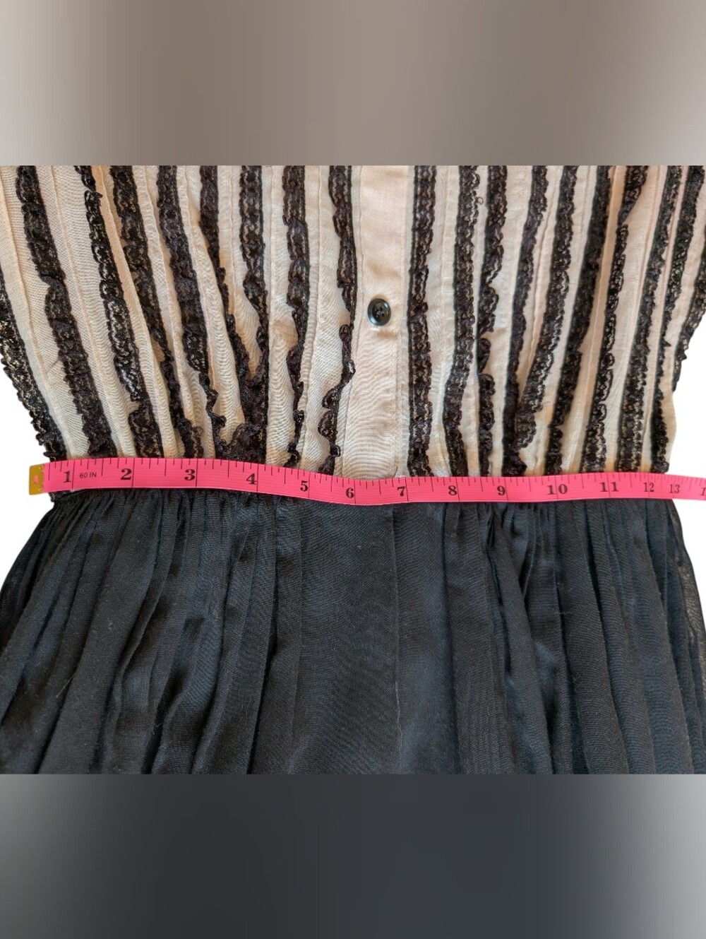 Vintage 1960s Anne Fogarty Midi Dress Size Small. Lace Button Down Top Collard - Picture 5 of 11
